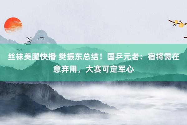 丝袜美腿快播 樊振东总结！国乒元老：宿将需在意弃用，大赛可定军心