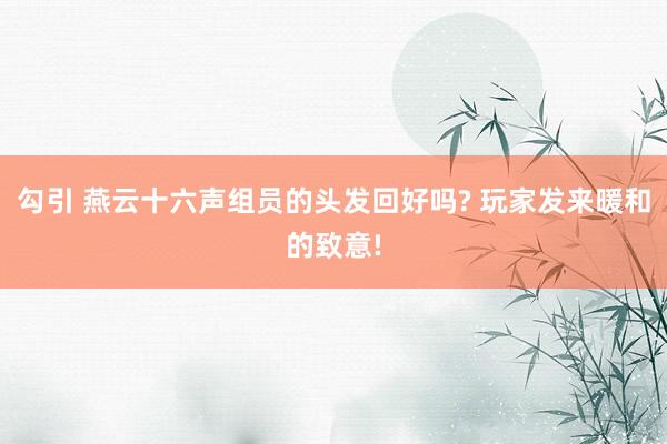 勾引 燕云十六声组员的头发回好吗? 玩家发来暖和的致意!